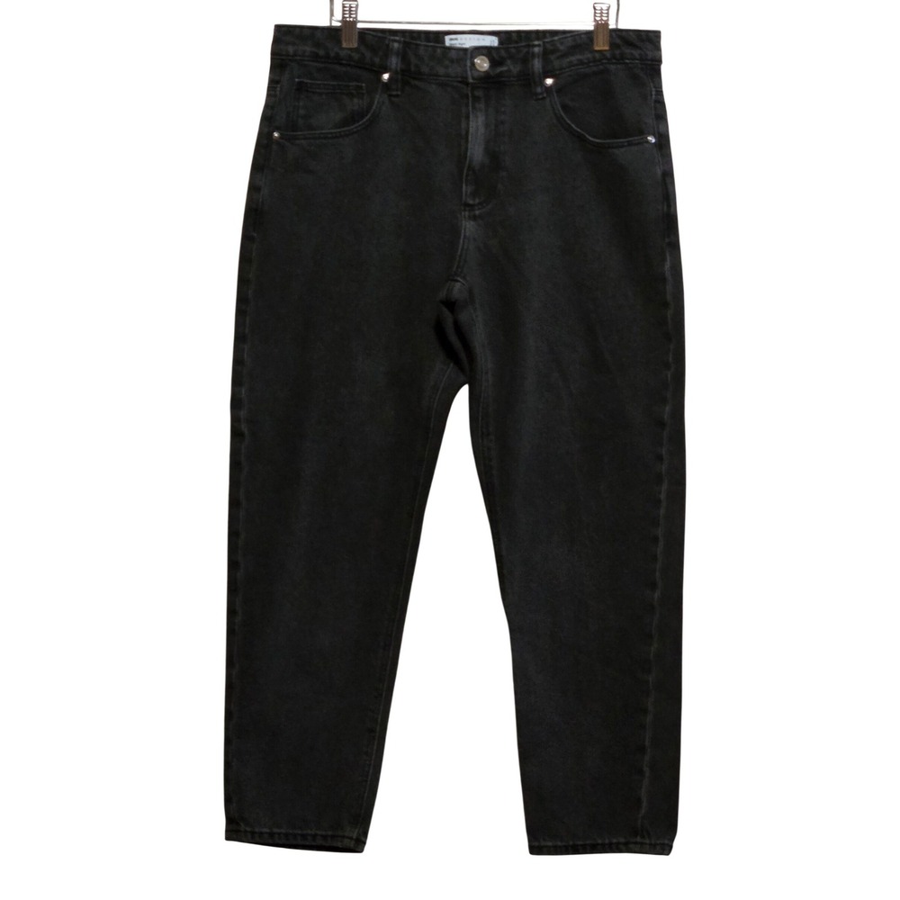 ASOS DESIGN Classic Rigid Mom Jeans Washed Black Tapered Leg 32x30